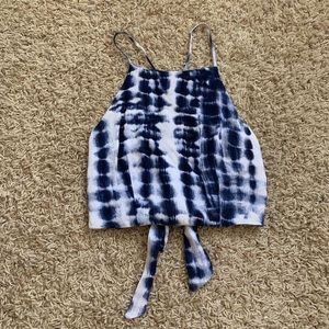 Blue and white tie dye open back top